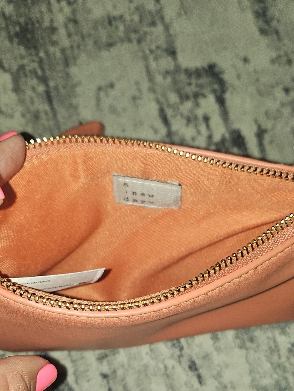 🟢 a new day Coral Faux-Leather Wristlet Clutch